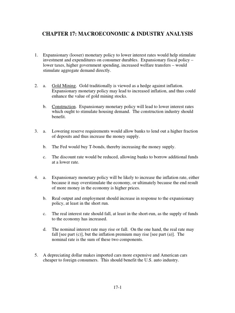 Chapter 17: Macroeconomic & Industry Analysis | PDF | Business Cycle ...