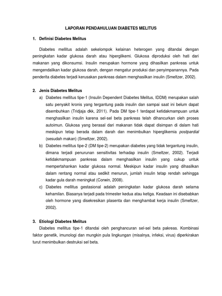 Laporan Pendahuluan Diabetes Melitus Docx