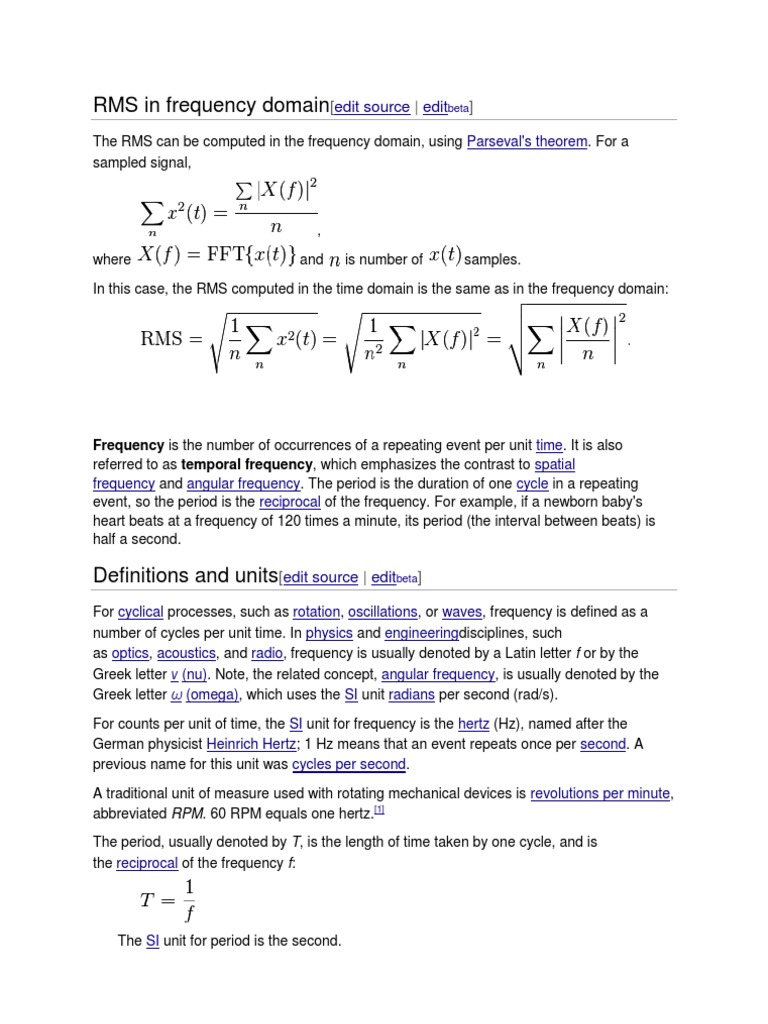 RMS in Frequency Domain | PDF