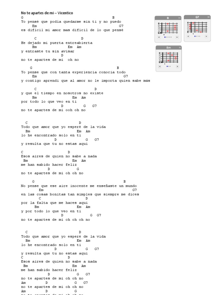 Vicentico No Te Apartes De Mi Letra