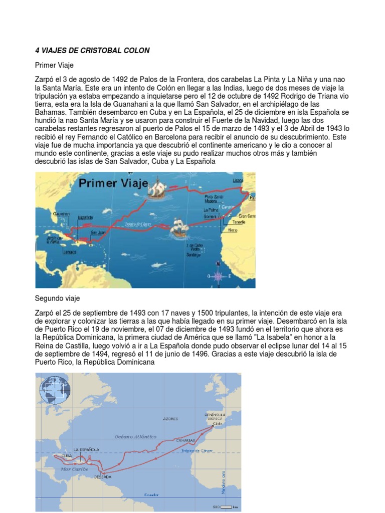 Cuatro Viajes de Cristóbal Colón | PDF | Cristobal colon | Exploración