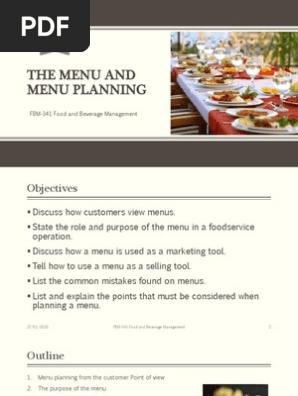 The Menu and Menu Planning