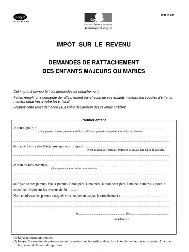 Modèle Attestation De Rattachement Au Foyer Fiscal Des Parents 2021 Demande Rattachement | PDF | Impôt sur le revenu | Financement du  gouvernement