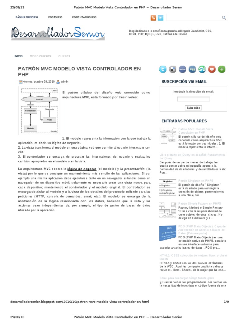 Patrón MVC Modelo Vista Controlador | PDF | Modelo – Vista – Controlador |  Php