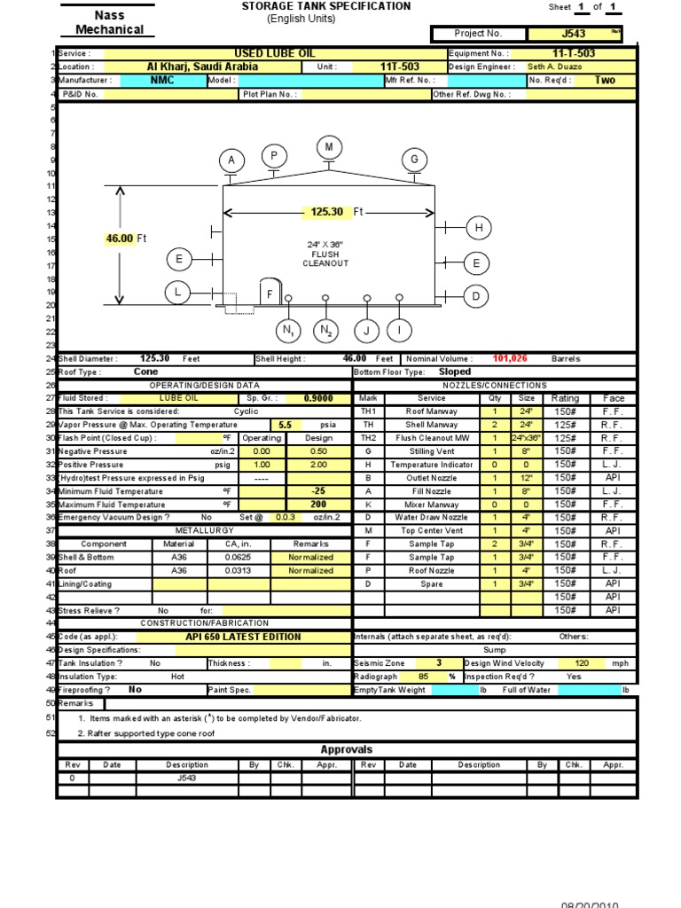 API 650 Tank Design 1 1 | PDF | Foot (Unit) | Shell (Projectile)