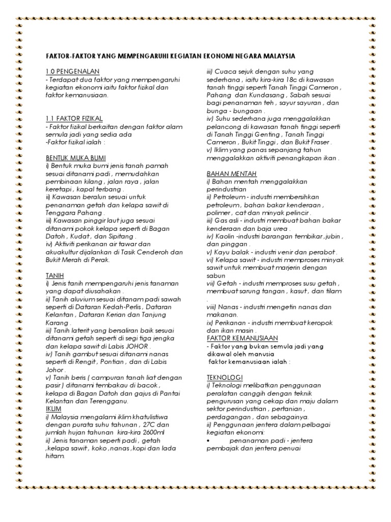 Petikan Teks Faktor Yang Mempengaruhi Kegiatan Ekonomi Pdf