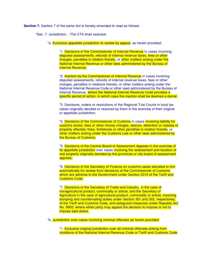RA 9282 Amending RA 1125 | PDF | Jurisdiction | Appeal