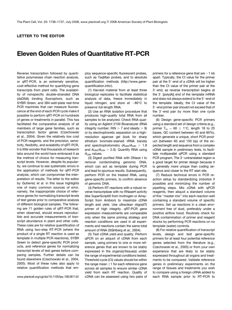 Golden Rules for Accurate qRT-PCR | PDF | Real Time Polymerase Chain ...