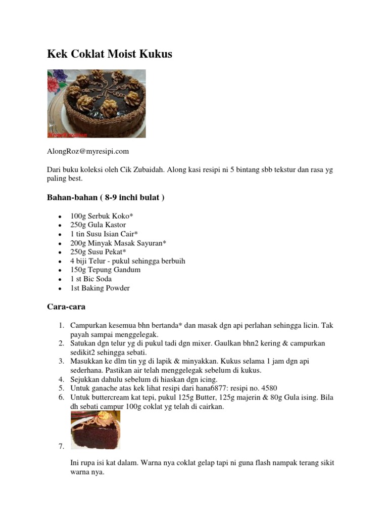 Kek Coklat Moist Kukus Pdf