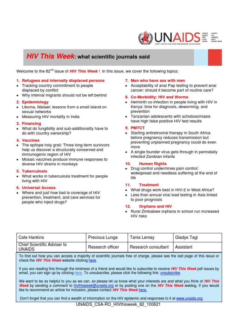 HIV This Week:: What Scientific Journals Said | Download Free PDF ...