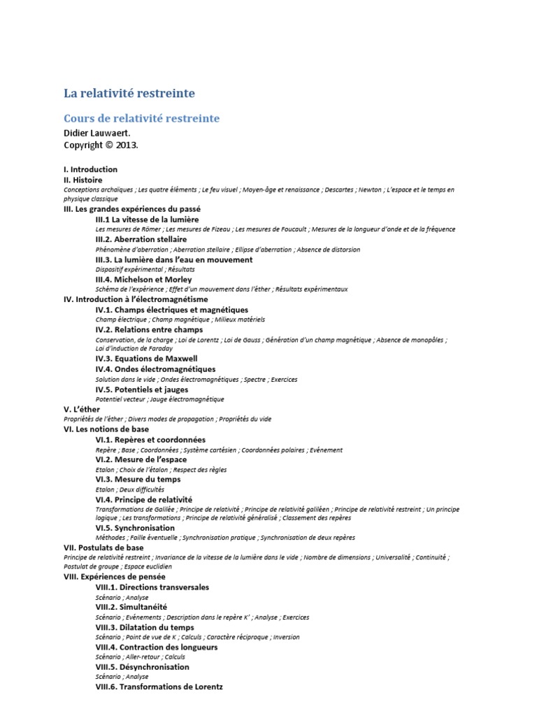 relativite restreinte cours pdf