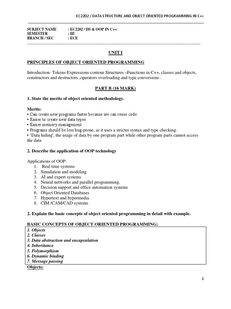 Data Structure and Oops in C++ | PDF | Constructor (Object Oriented ...
