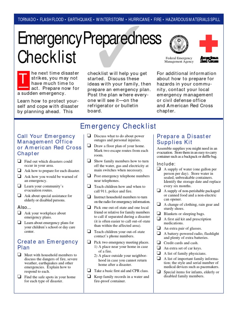 Emergency Preparedness Checklist | PDF | Emergency Management | American  Red Cross, image size:768x1024