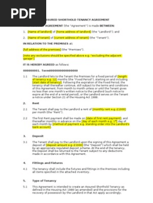 tenancy agreement free sample