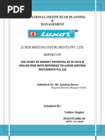 THE STUDY OF MARKET POTENTIAL OF HI-TECH & ROLLER PENS WITH REFERENCE TO LUXOR WRITING INSTUMENTS Pvt. LTD