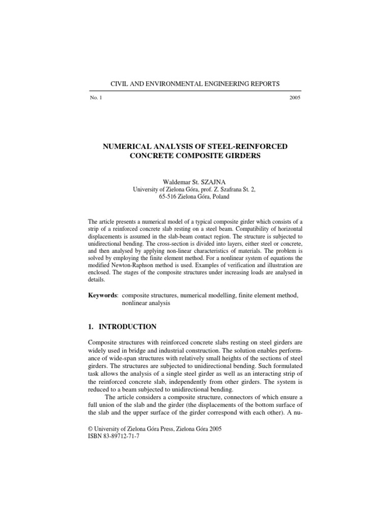 Numerical Analysis of Steel-Reinforced Concrete Composite Girders | PDF ...