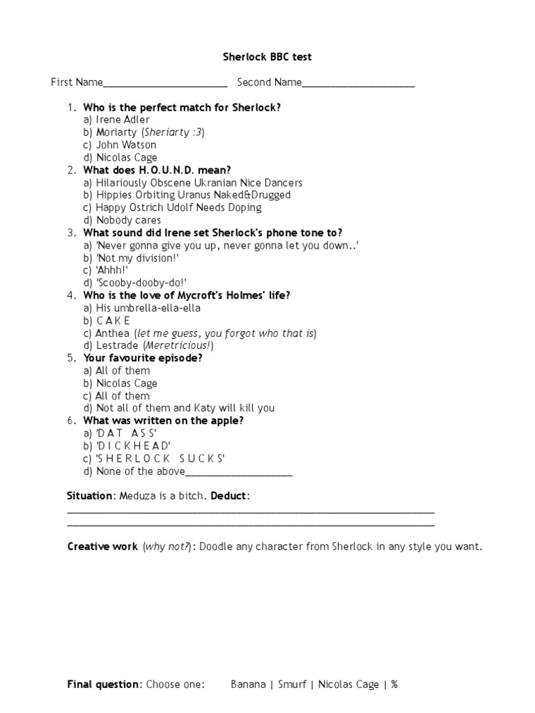 Sherlock Test PDF