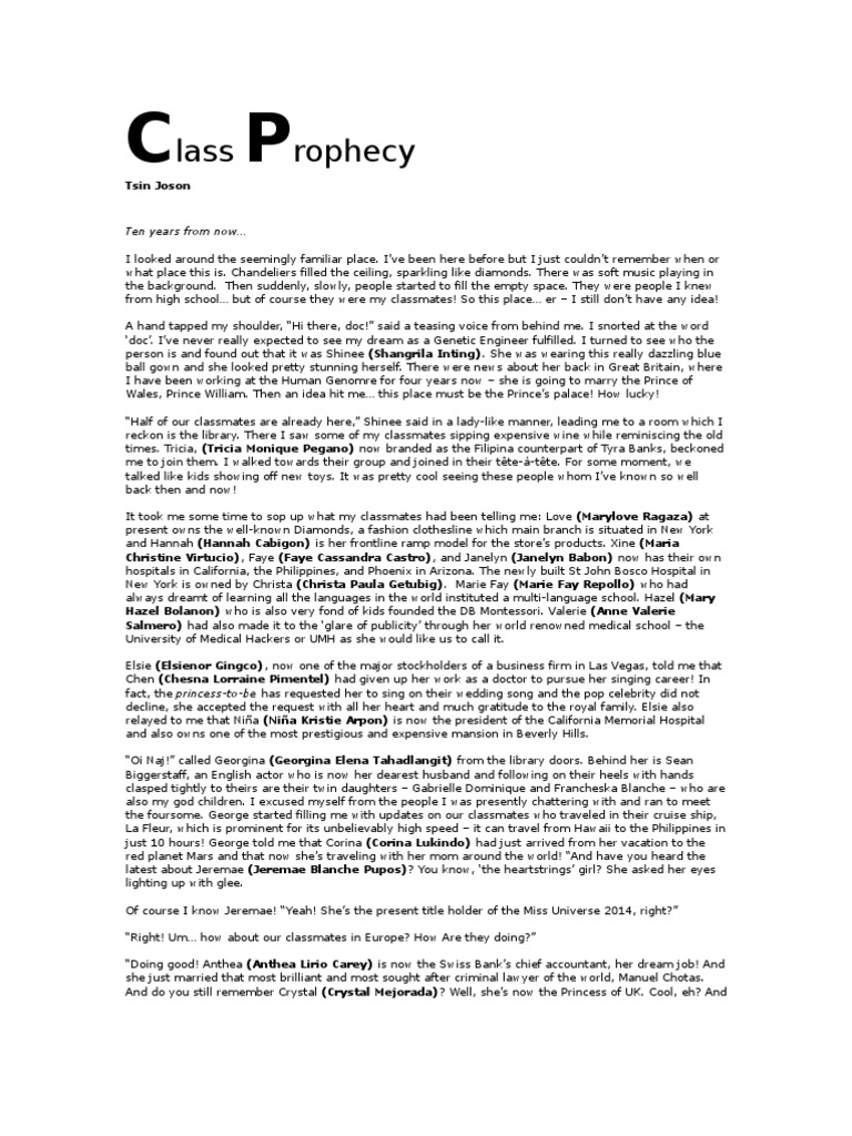 Class Prophecy: A Future Reunion | PDF | Art