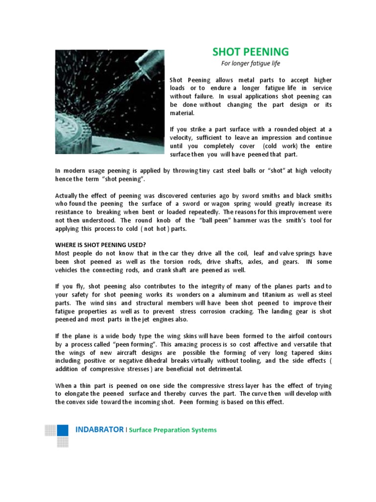 Shot Peening for Enhanced Fatigue Life | PDF | Fatigue (Material ...