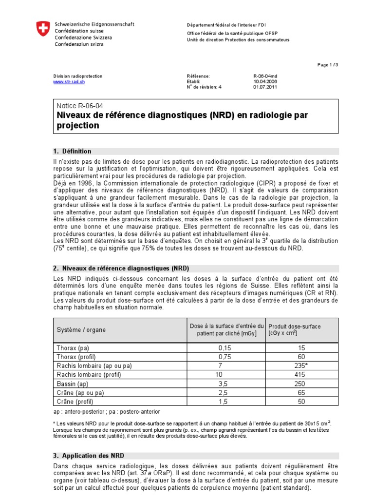NRD en radiologie par projection | PDF | Radiographie | Radioprotection