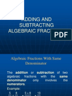Adding and Subtracting Algebraic Fractions