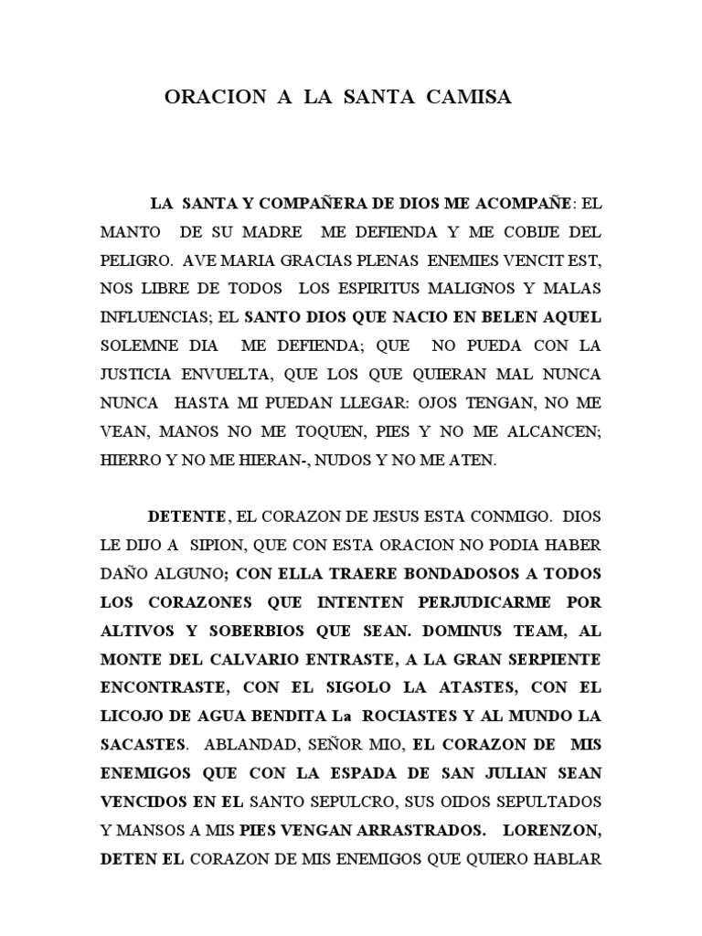 Oracion a La Santa Camisa