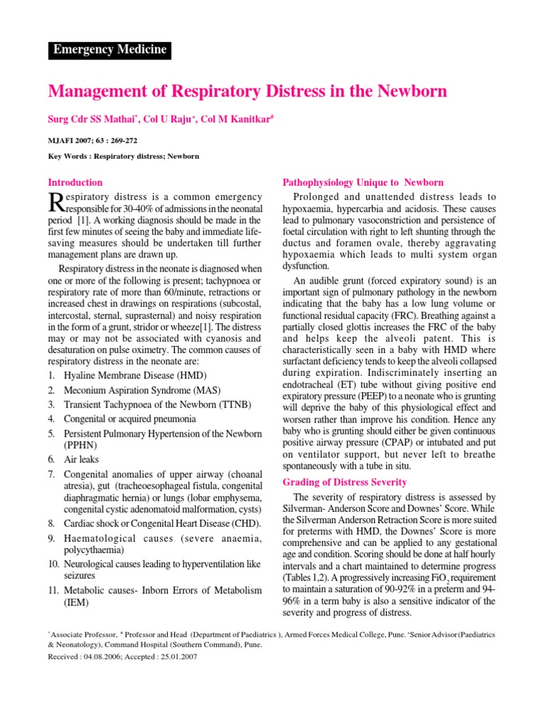 Management of Neonatal Respiratory Distress | PDF | Preterm Birth ...