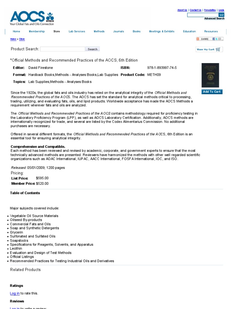 60952313 Official Methods and Practices of the AOCS 6th