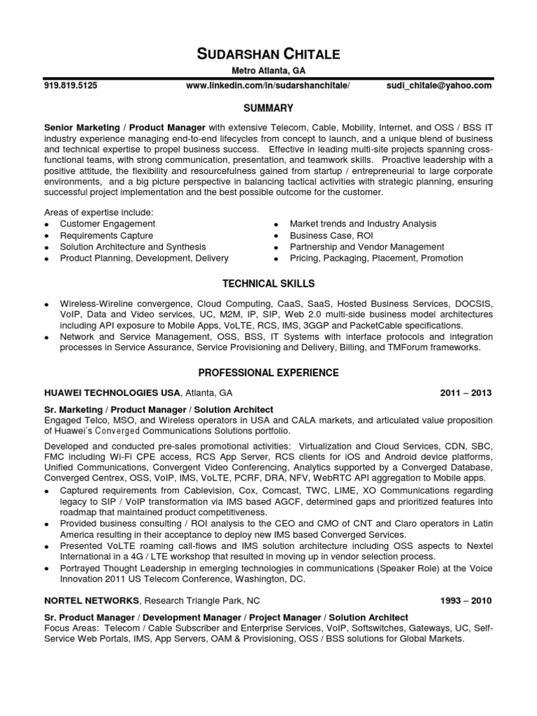 Marketing Product Manager in Atlanta GA Resume