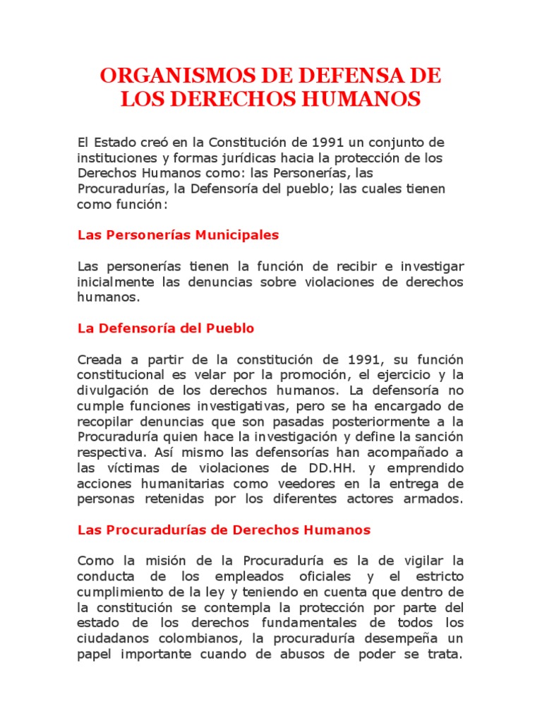 Mecanismos de Protección de DD.HH. en Colombia | PDF | Derecho ...