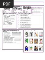 Re-Arrange The Sentence.: Write The Verb To Be and Change To Short Form