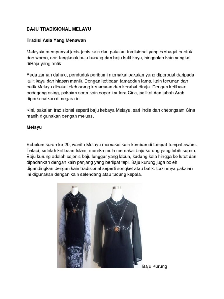Baju Tradisional Melayu Pdf