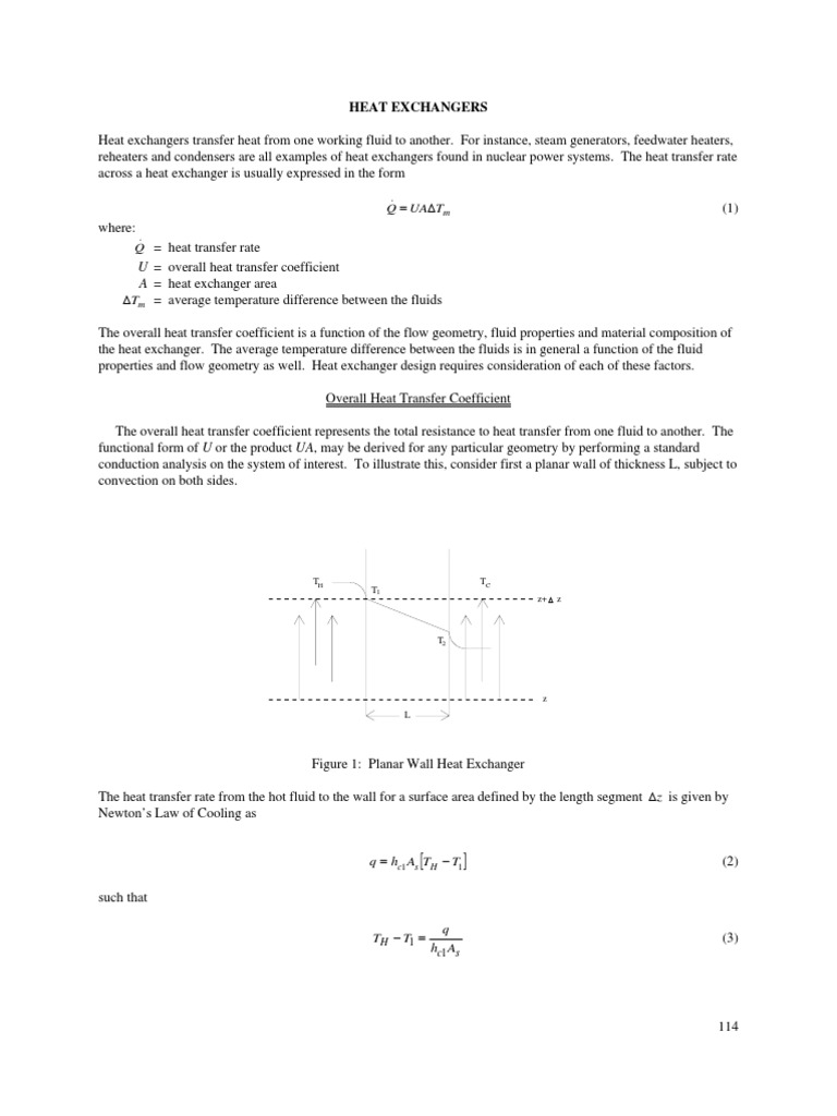 U Overall Heat Transfer Coefficient A Heat Exchanger Area | PDF