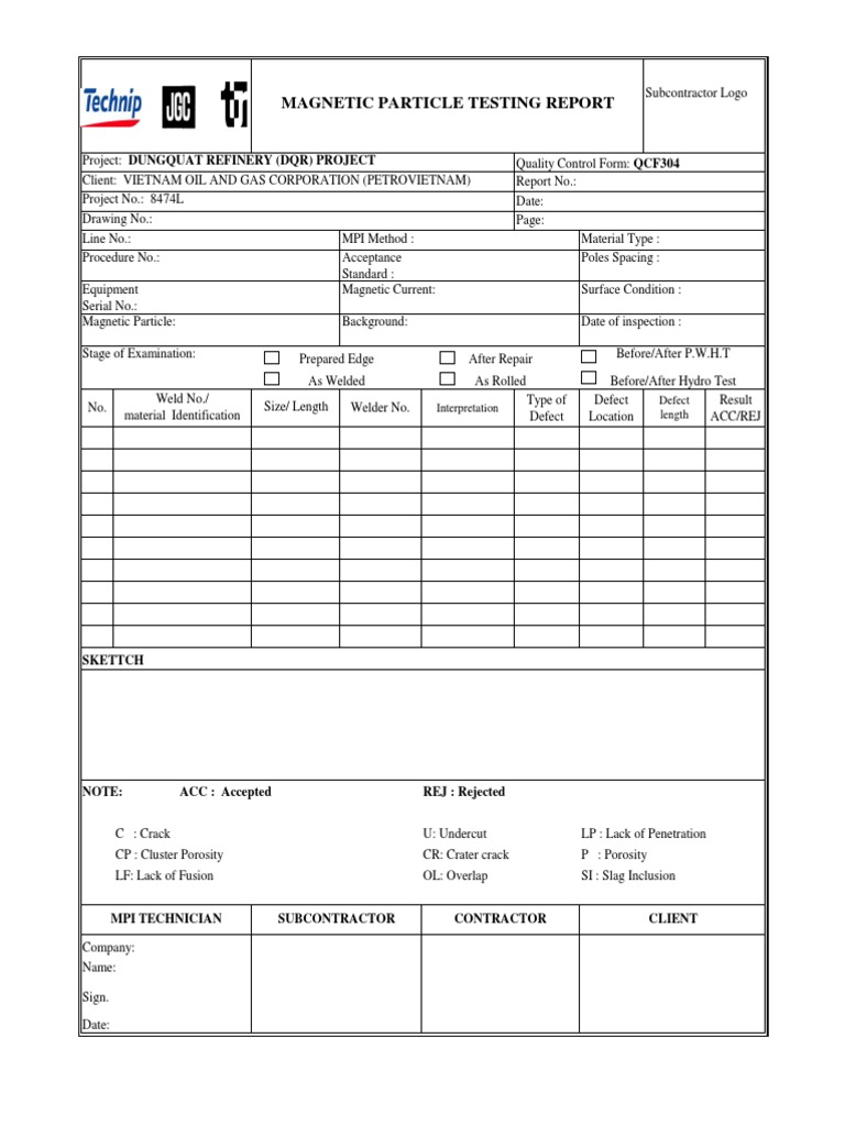 Magnetic Particle Inspection Report | PDF