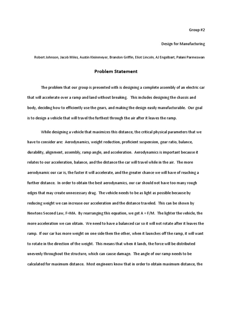 Electric Car Design Problem Statement | PDF | Torque | Force