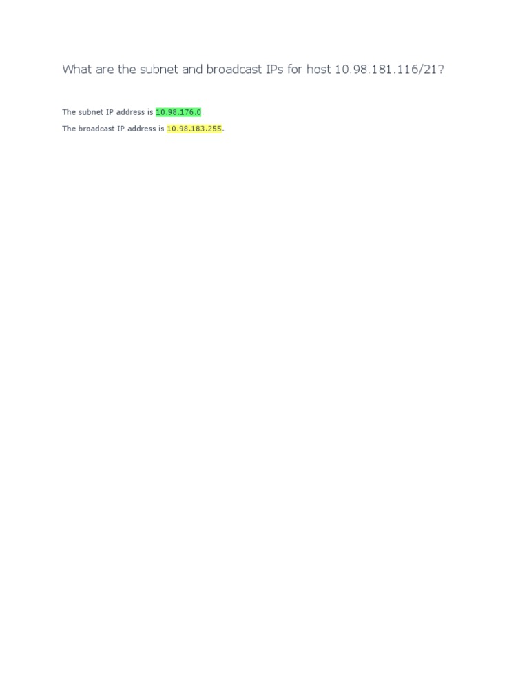 Subnetting Questions | PDF | Computers