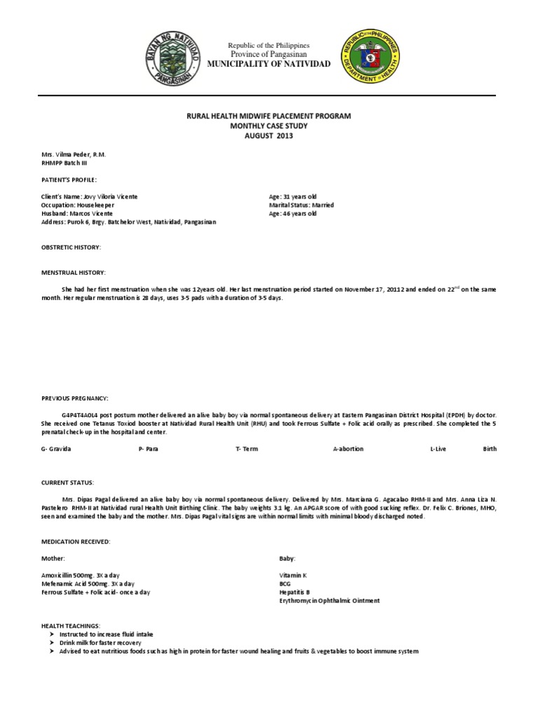 Sample case study normal spontaneous delivery image