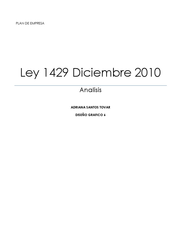 Ley 1429 Analisis | PDF | Beneficio (economía) | Comercio