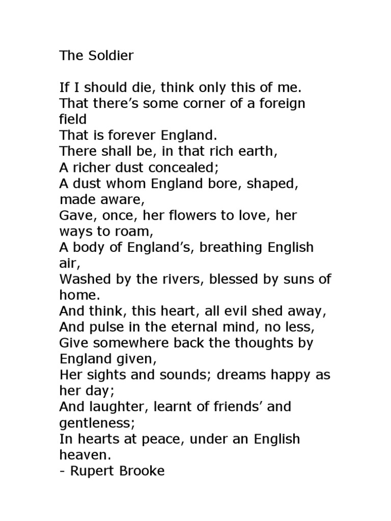 The Soldier Poem Analysis Religious Belief And Doctrine Religion