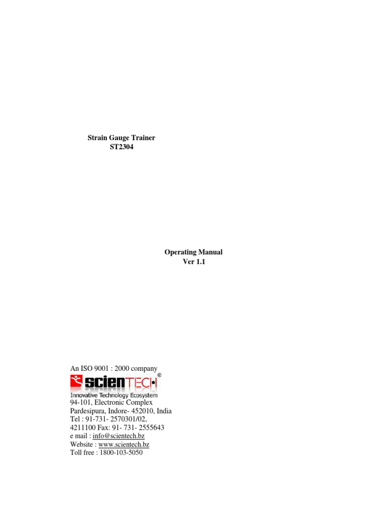 Strain Gauge Trainer ST2304 Manual | PDF | Amplifier | Electrical ...