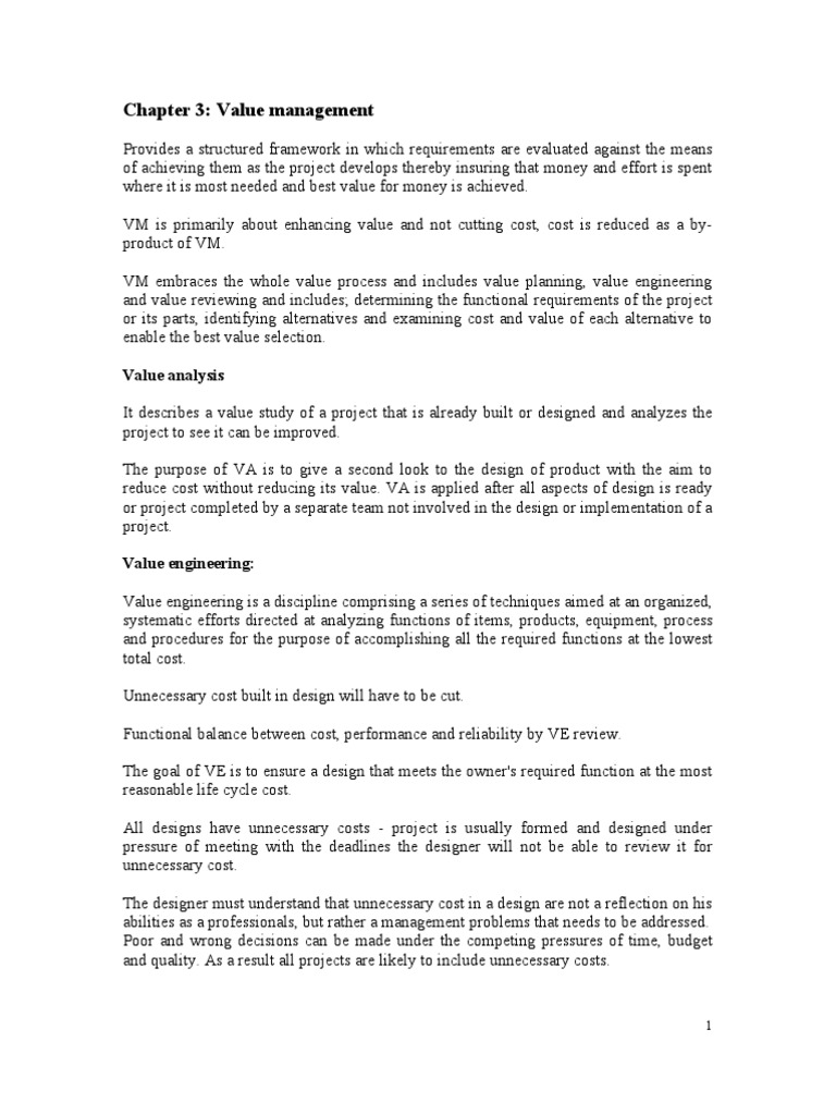 Value Engineering Notes Pdf Engineering Risk