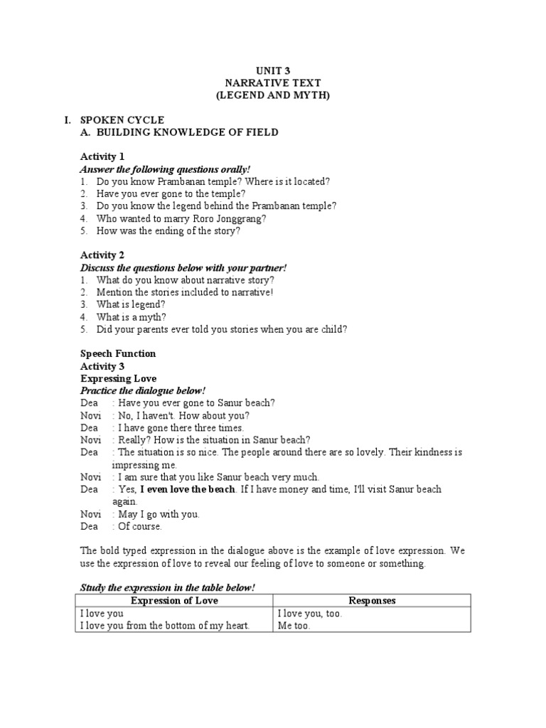Unit 3 Narrative Text 1