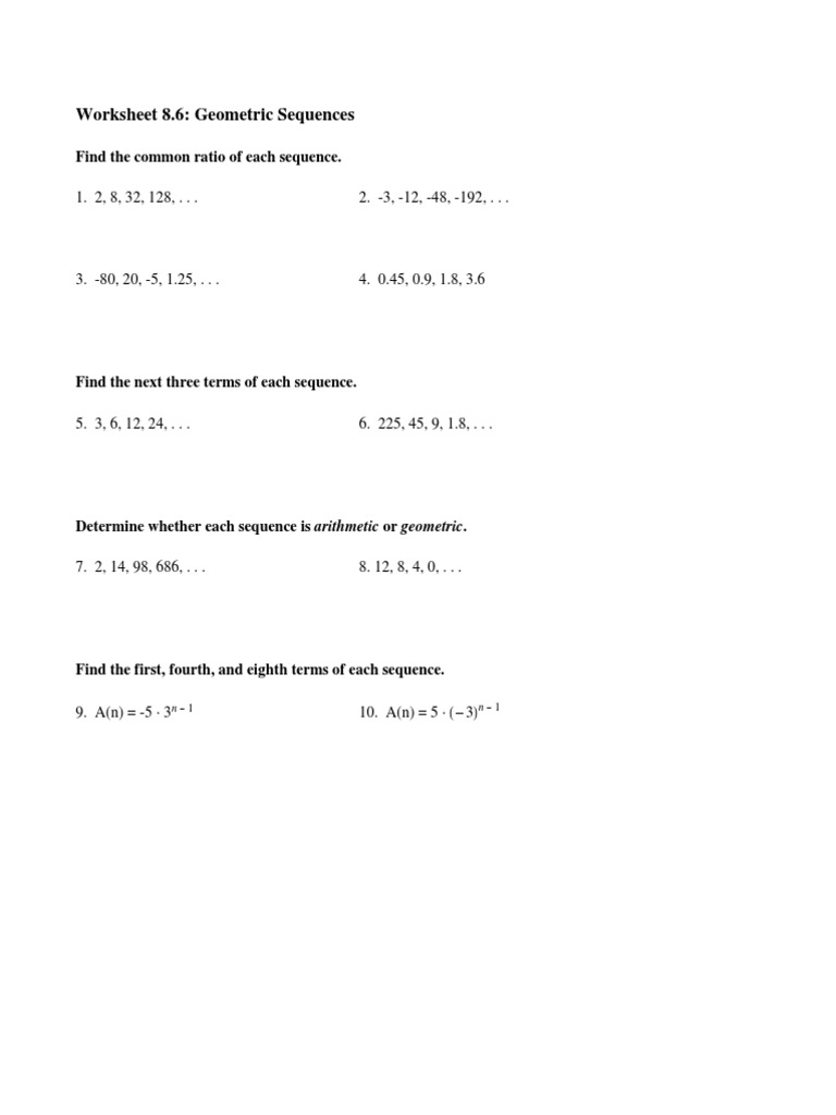 Geometric Sequences | PDF | Teaching Methods & Materials | Science ...