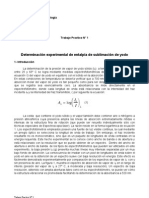 Determinación experimental de entalpía de sublimación de yodo