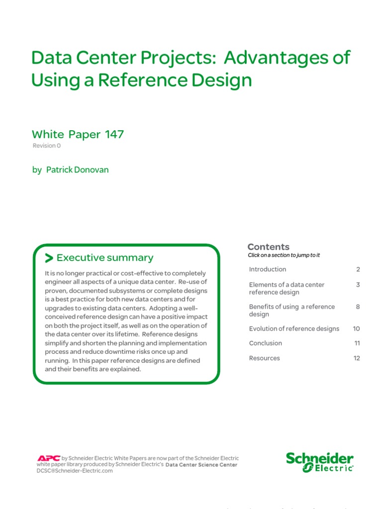 Data Cent Er Project S: Advantages of Using A Reference Design | PDF ...