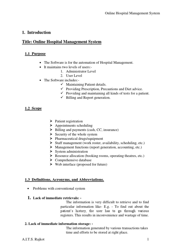 Online Hospital Management System Overview | PDF | Graphical User ...