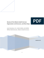 Review of The Alberta Health Services Organization and Structure, and Next Steps