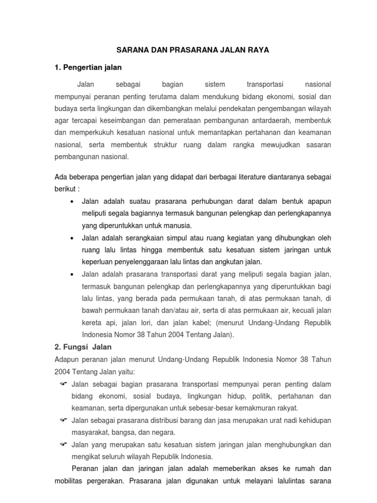 Sarana dan Prasarana Jalan Raya | PDF