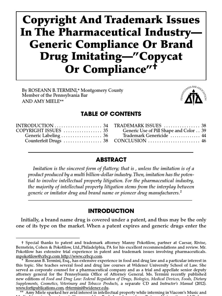 SSRN-Id2212473 - Copyright and Trademark Issues in The Pharmaceutical ...
