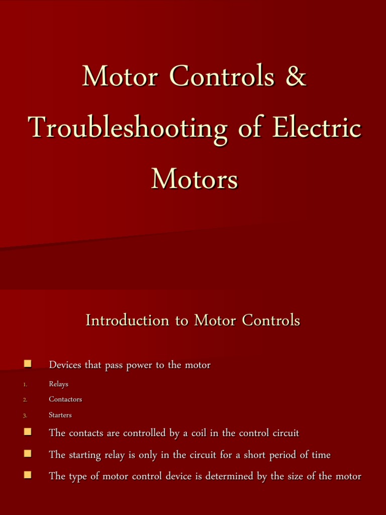 Motor Controls Troubleshooting of Electric Motors PDF Relay Capacitor